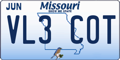 MO license plate VL3C0T