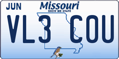 MO license plate VL3C0U