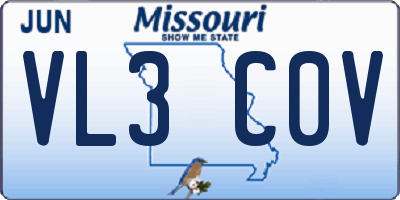 MO license plate VL3C0V