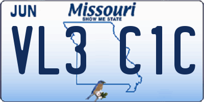 MO license plate VL3C1C
