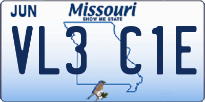 MO license plate VL3C1E
