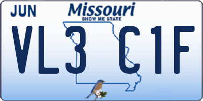 MO license plate VL3C1F