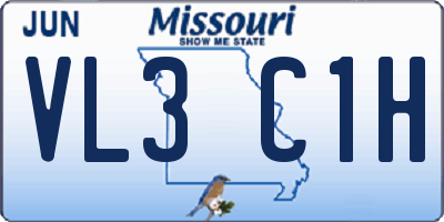 MO license plate VL3C1H
