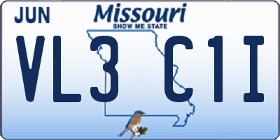 MO license plate VL3C1I