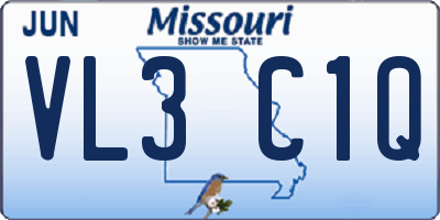 MO license plate VL3C1Q