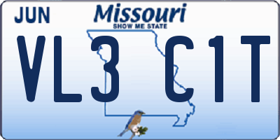 MO license plate VL3C1T