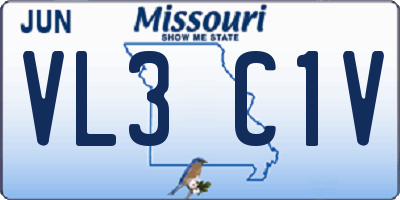 MO license plate VL3C1V