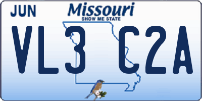 MO license plate VL3C2A
