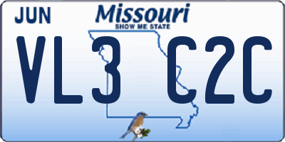 MO license plate VL3C2C