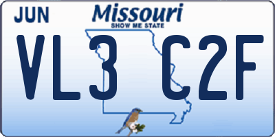 MO license plate VL3C2F