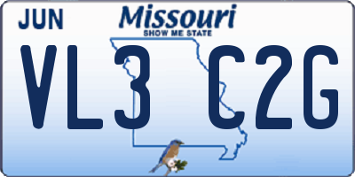 MO license plate VL3C2G