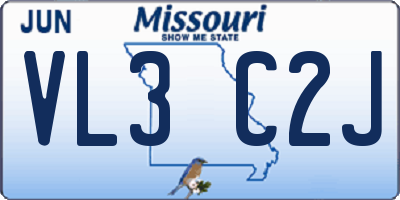 MO license plate VL3C2J