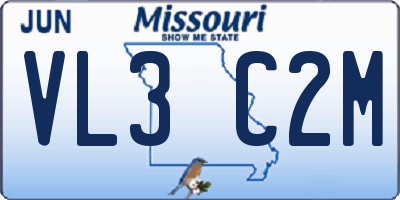 MO license plate VL3C2M