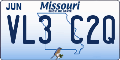 MO license plate VL3C2Q