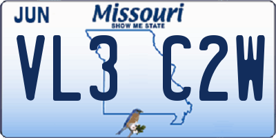 MO license plate VL3C2W