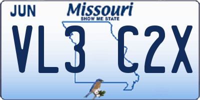 MO license plate VL3C2X