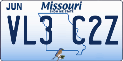 MO license plate VL3C2Z