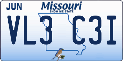 MO license plate VL3C3I