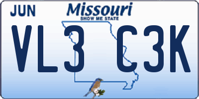 MO license plate VL3C3K