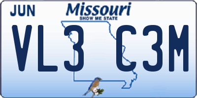 MO license plate VL3C3M