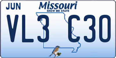 MO license plate VL3C3O