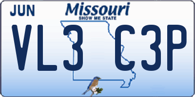 MO license plate VL3C3P