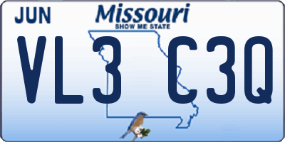 MO license plate VL3C3Q