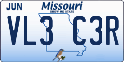 MO license plate VL3C3R