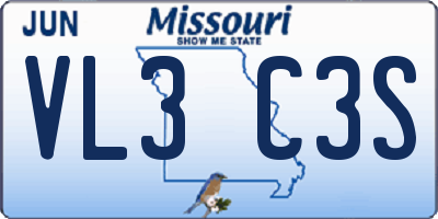 MO license plate VL3C3S