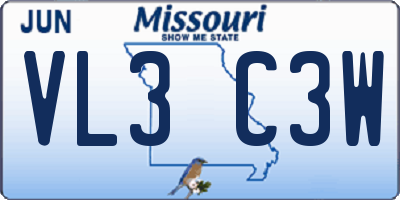 MO license plate VL3C3W