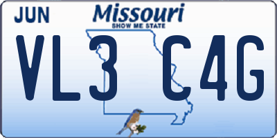 MO license plate VL3C4G