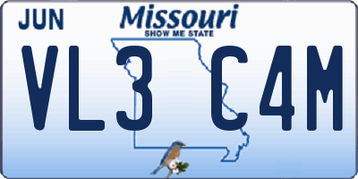 MO license plate VL3C4M