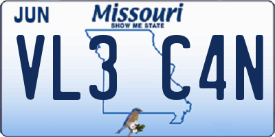MO license plate VL3C4N