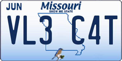 MO license plate VL3C4T