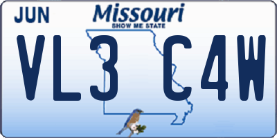 MO license plate VL3C4W
