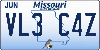 MO license plate VL3C4Z