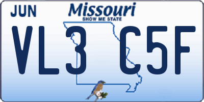 MO license plate VL3C5F