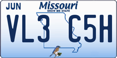 MO license plate VL3C5H