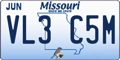 MO license plate VL3C5M