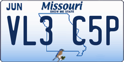 MO license plate VL3C5P
