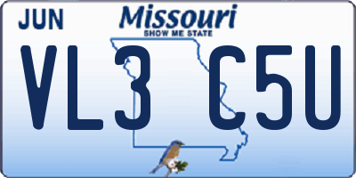 MO license plate VL3C5U