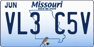 MO license plate VL3C5V