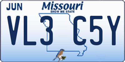 MO license plate VL3C5Y