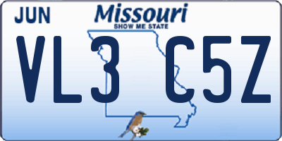 MO license plate VL3C5Z
