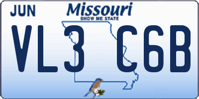 MO license plate VL3C6B