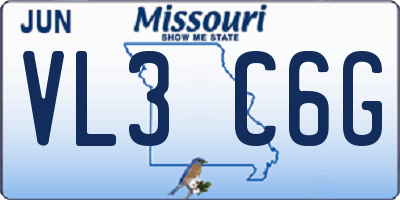 MO license plate VL3C6G