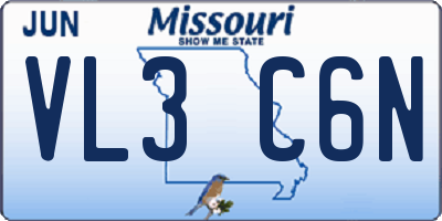 MO license plate VL3C6N