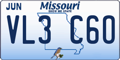 MO license plate VL3C6O
