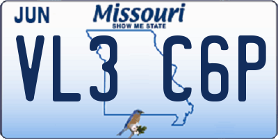MO license plate VL3C6P