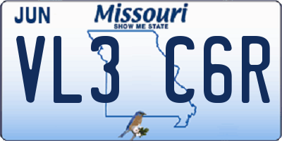 MO license plate VL3C6R
